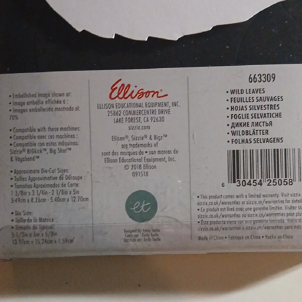 Sizzix Bigz Leaf Die Set - By Emily Tootle - Picture 6 of 11